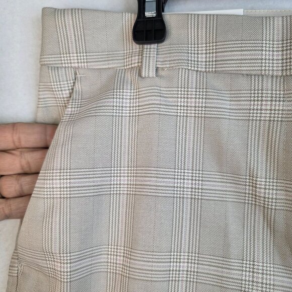 H&M Ankle-Length Plaid Slacks Size 14 Beige Checkered Preppy Academia New - Picture 3 of 10